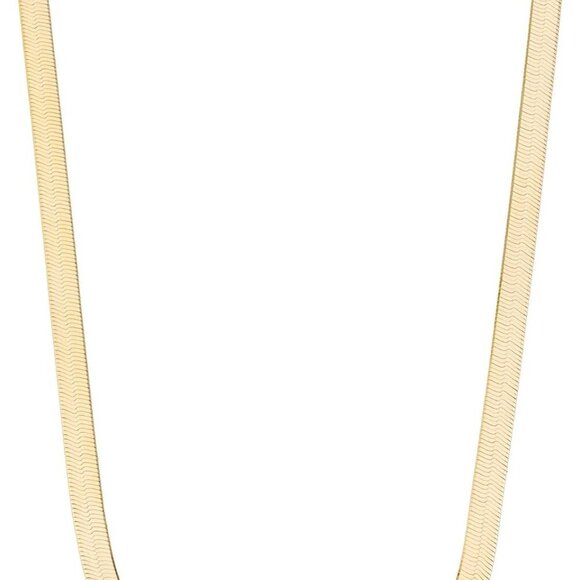 Solid 18K Gold Over 925 Sterling Silver Italian 4.5mm Flexible Flat Herringbone - Picture 1 of 6